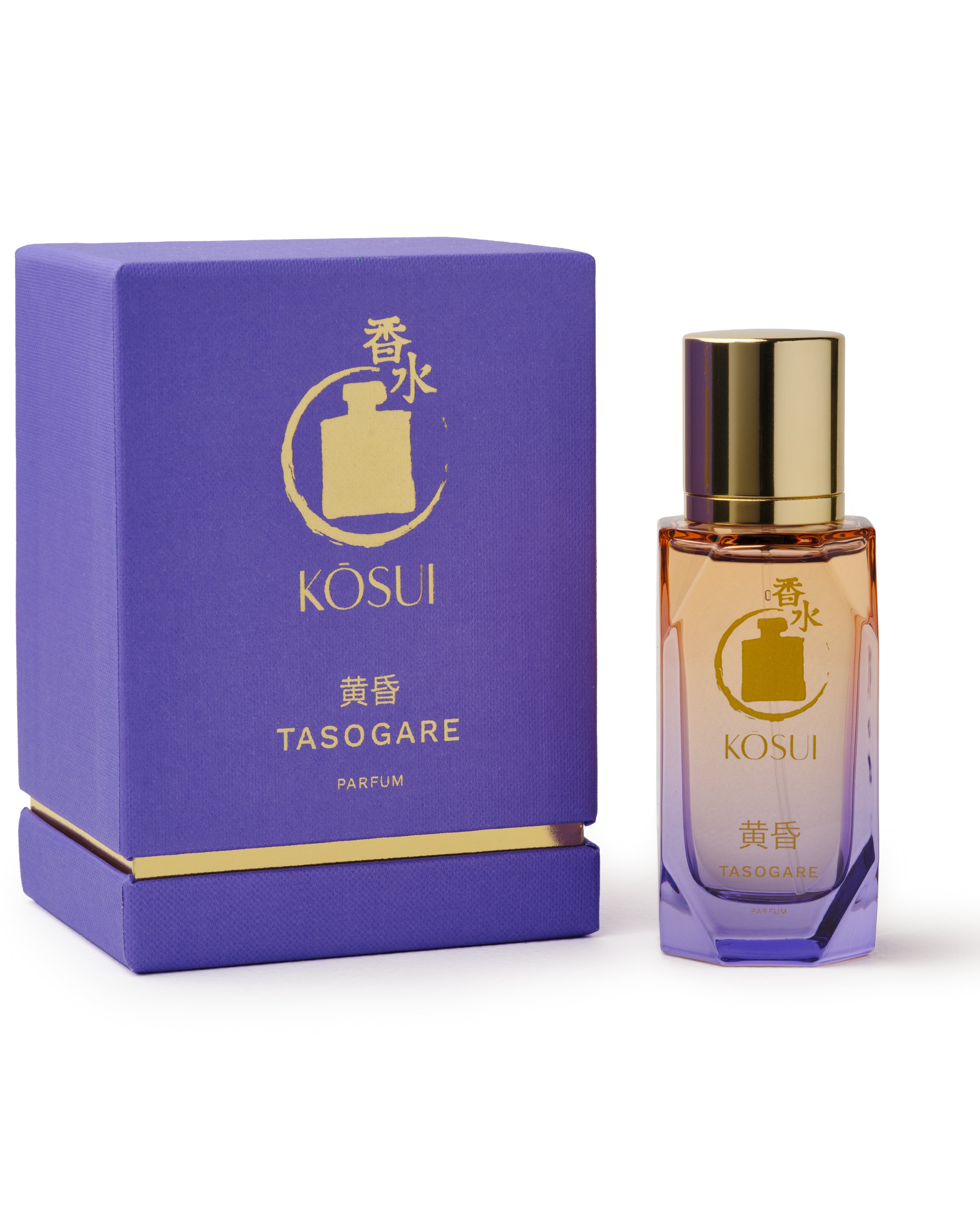 Kösui Tasogare perfume bottle and packaging on a white background